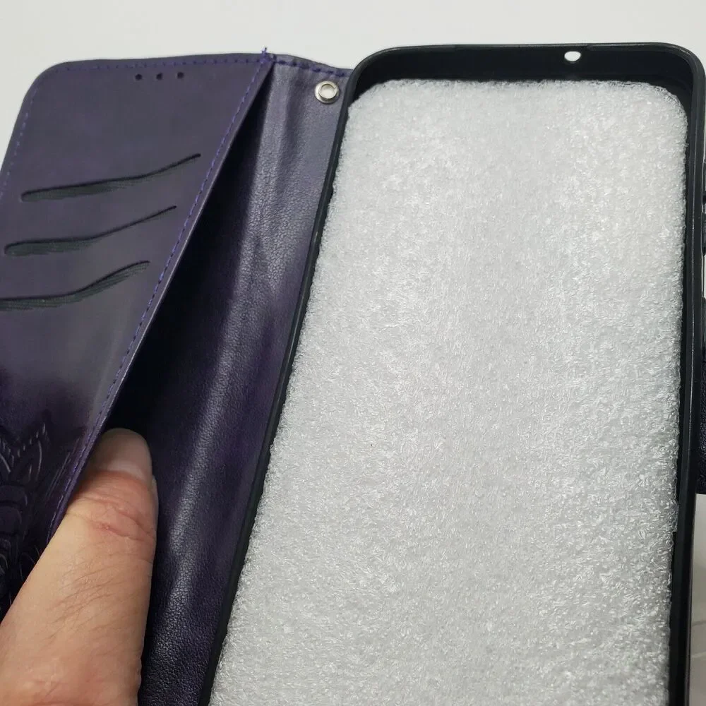 Samsung S23 Plus Wallet Phone Case Dark Purple Butterfly Wristlet Soft Touch